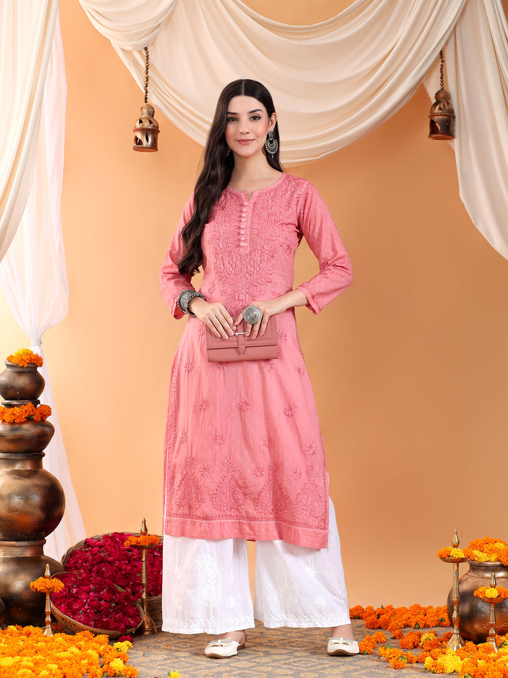 Deepika Chikankari Cotton Straight Kurta