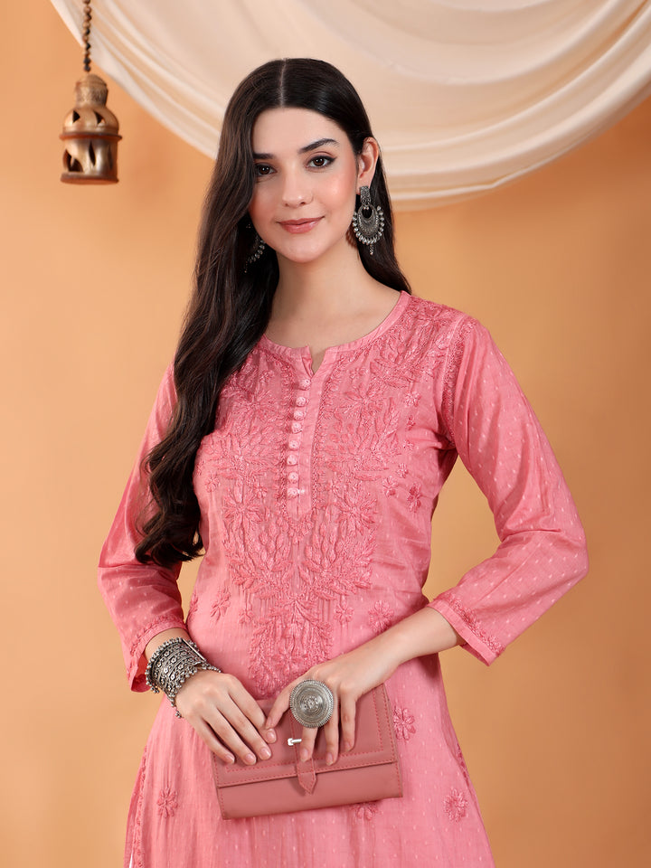 Deepika Chikankari Cotton Straight Kurta