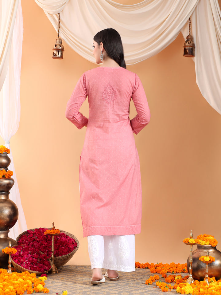 Deepika Chikankari Cotton Straight Kurta