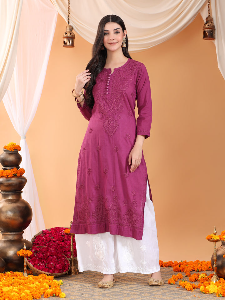 Deepika Chikankari Cotton Straight Kurta