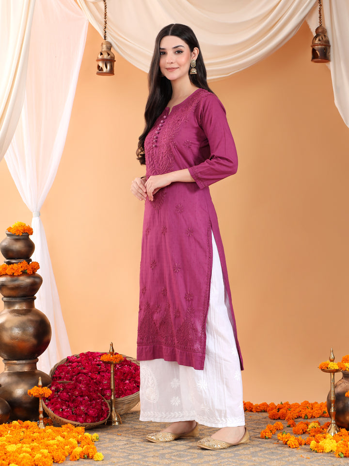 Deepika Chikankari Cotton Straight Kurta