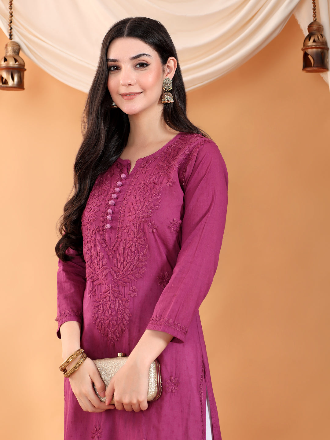 Deepika Chikankari Cotton Straight Kurta