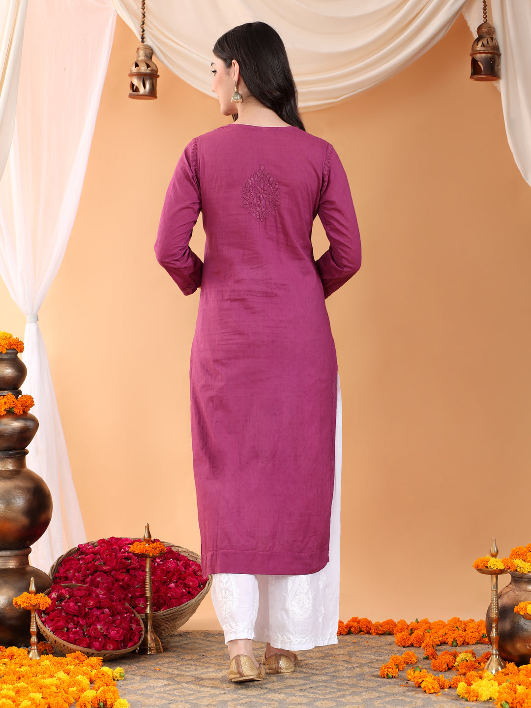 Deepika Chikankari Cotton Straight Kurta