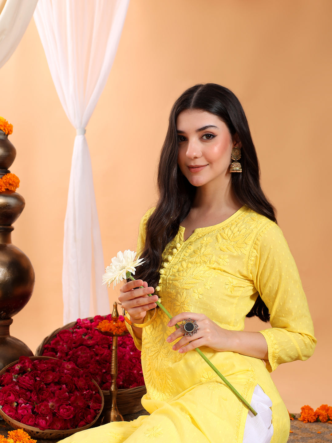 Deepika Chikankari Cotton Straight Kurta