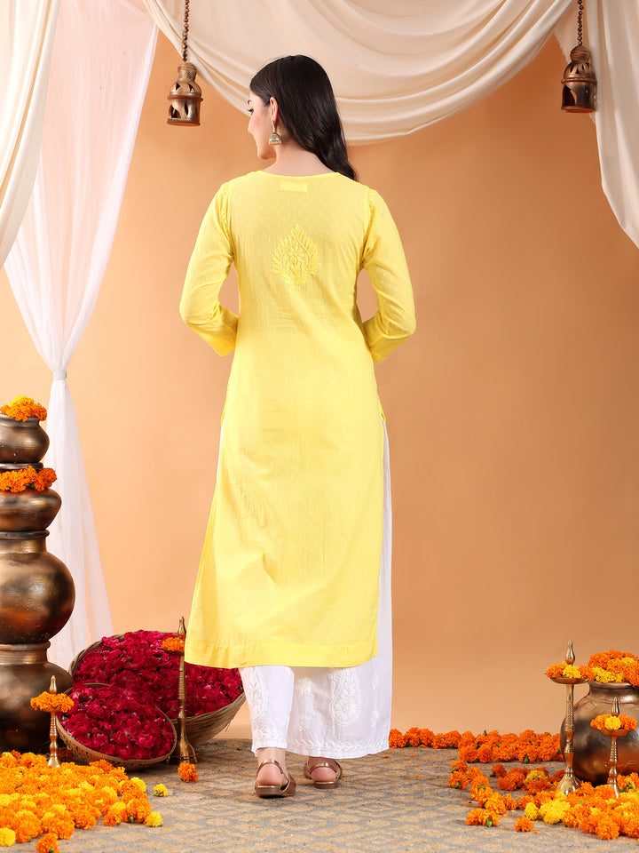 Deepika Chikankari Cotton Straight Kurta