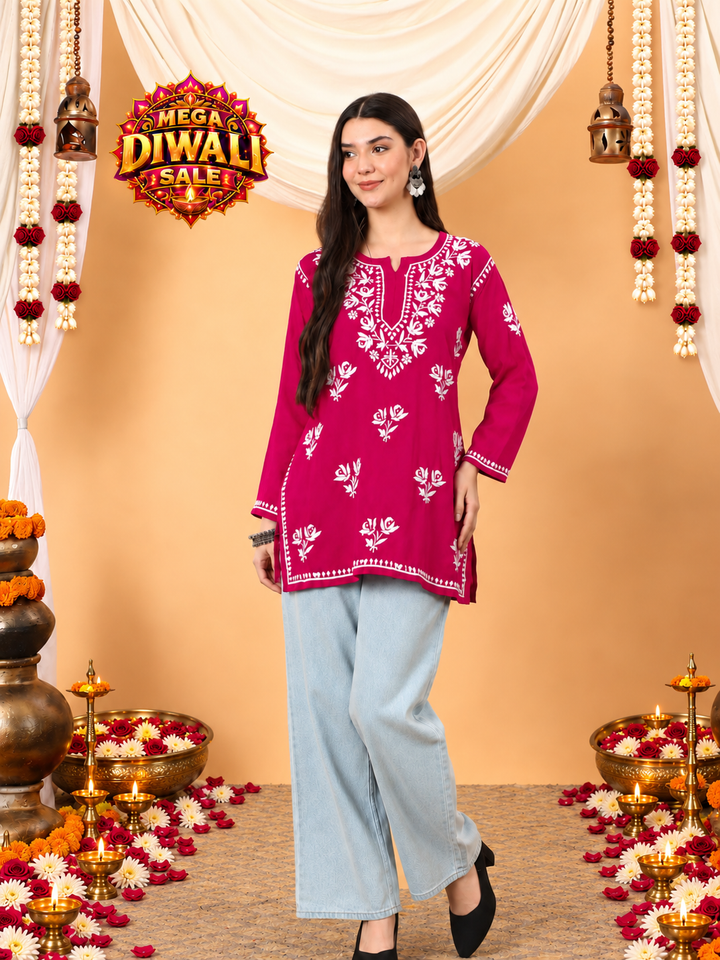 Alaya Modal Chikankari Short Kurti – Diwali festive main image