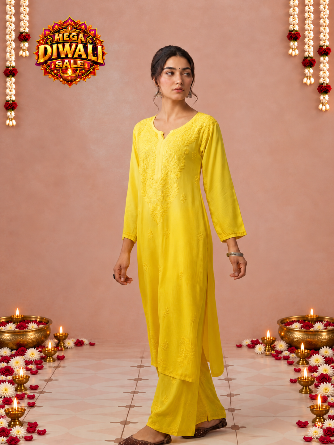 Arzoo Chikankari Ombre Rayon Co-ord Set – Diwali festive main image