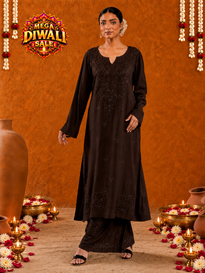 Avika Rayon Chikankari Mukaish Co-ord Set – Diwali festive main image