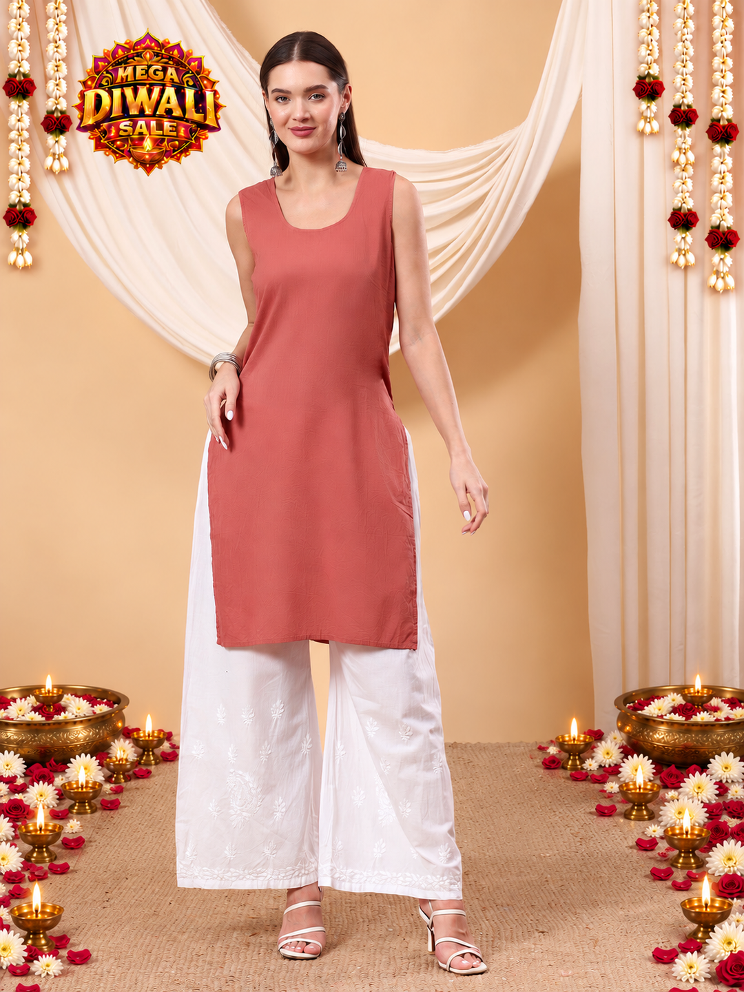 Wafa Long Matching Cotton Inner – Diwali festive main image