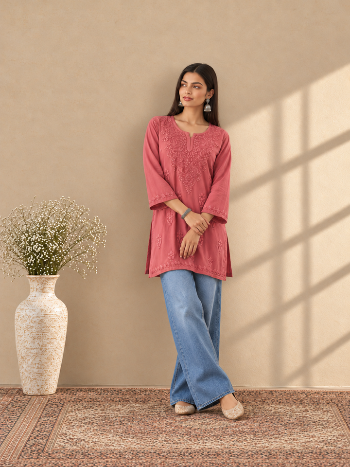 Akira Rayon Short Chikankari Kurti for Women