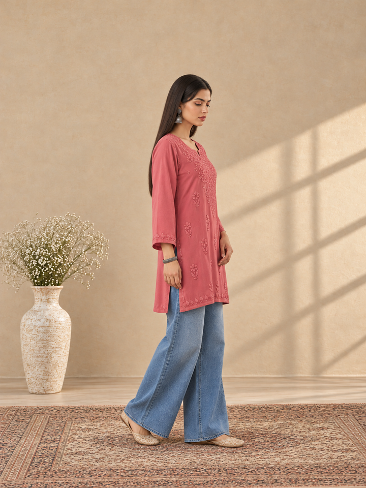 Akira Rayon Short Chikankari Kurti for Women