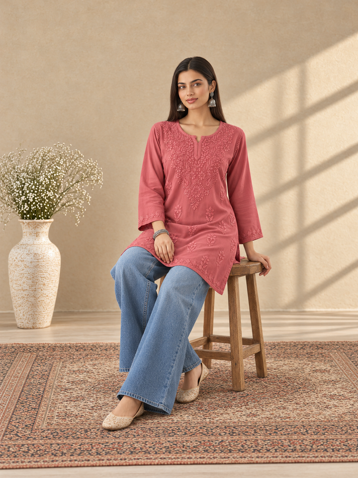 Akira Rayon Short Chikankari Kurti for Women