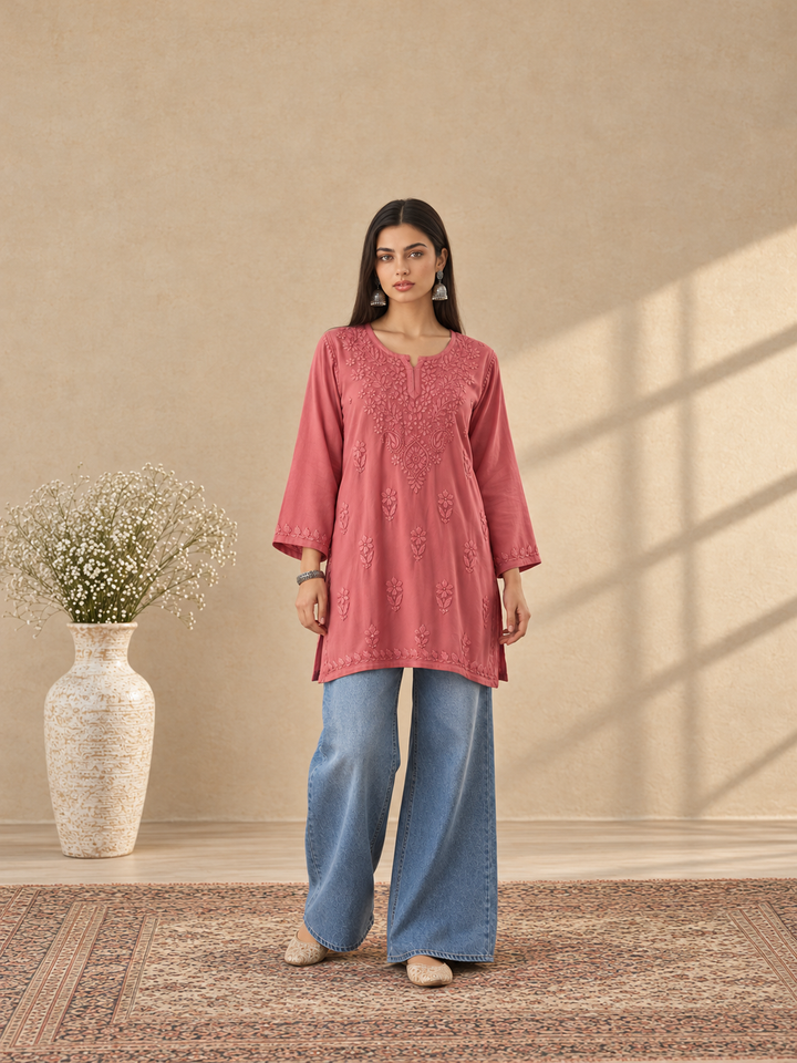 Akira Rayon Short Chikankari Kurti for Women