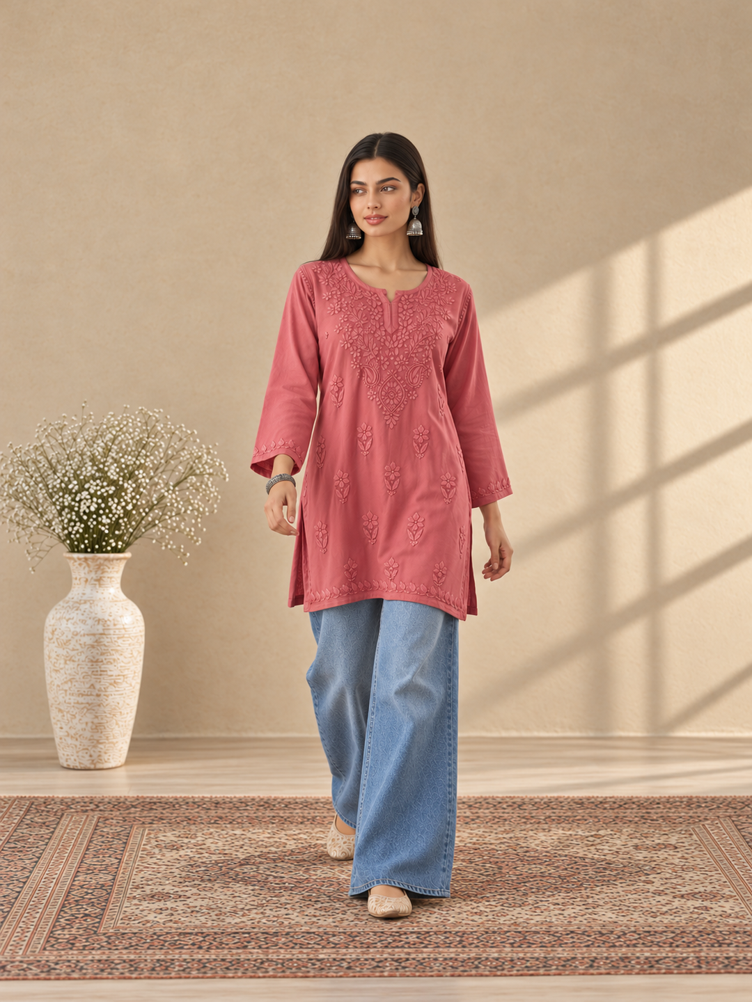 Akira Rayon Short Chikankari Kurti for Women