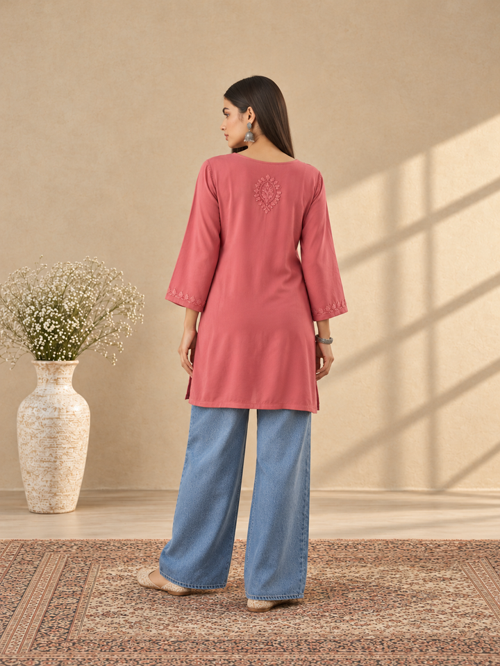 Akira Rayon Short Chikankari Kurti for Women