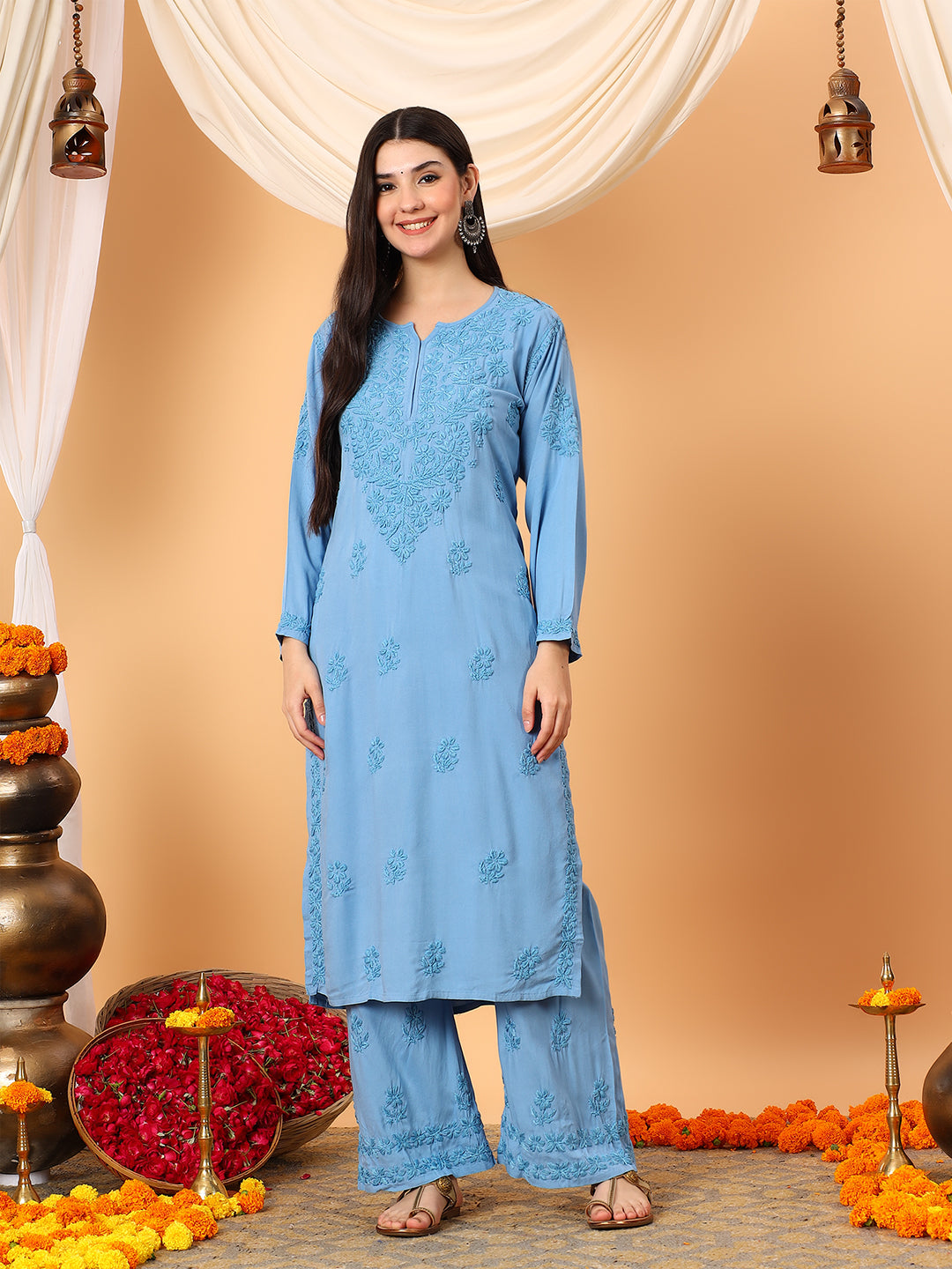 Faiza Chikankari Rayon Co-ord Set