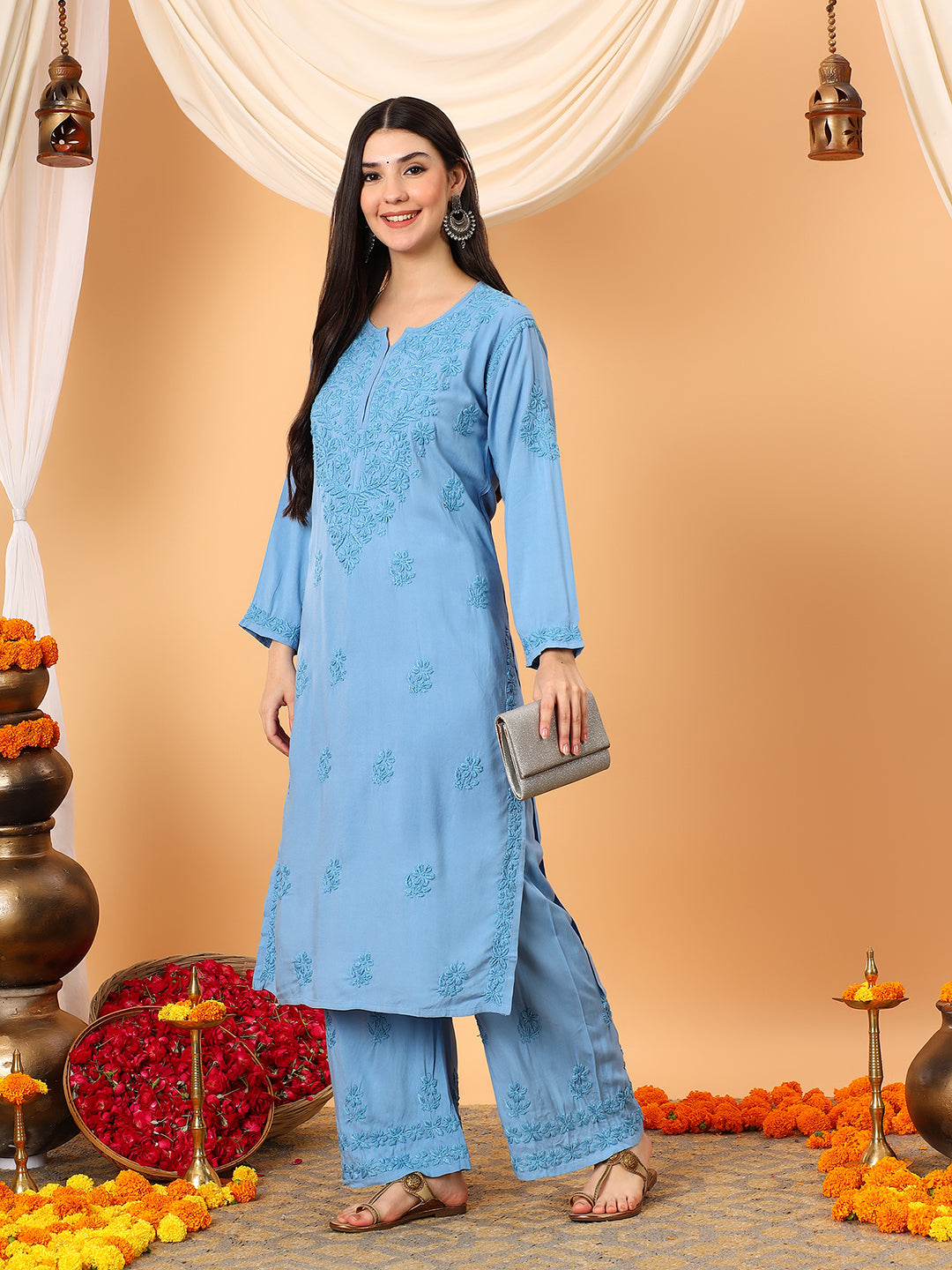 Faiza Chikankari Rayon Co-ord Set