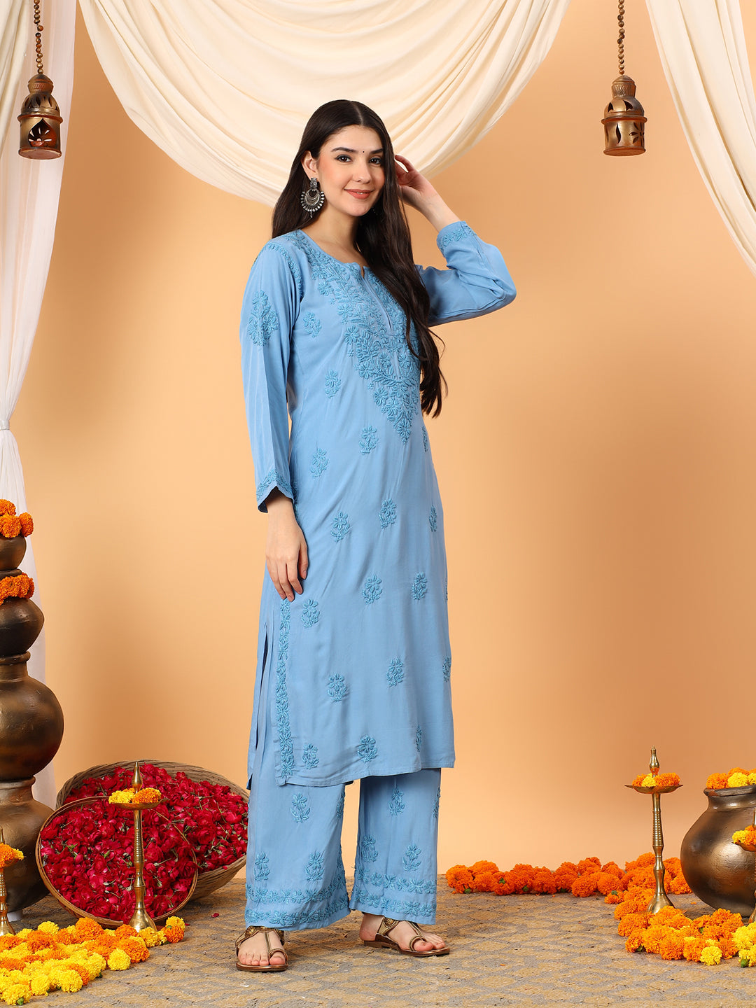 Faiza Chikankari Rayon Co-ord Set