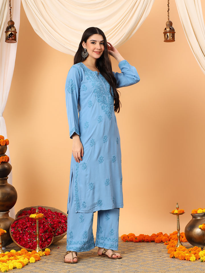 Faiza Chikankari Rayon Co-ord Set