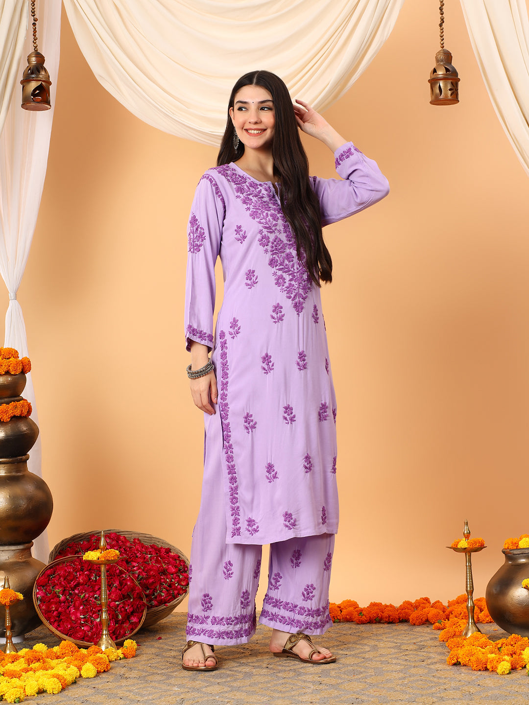 Faiza Chikankari Rayon Co-ord Set