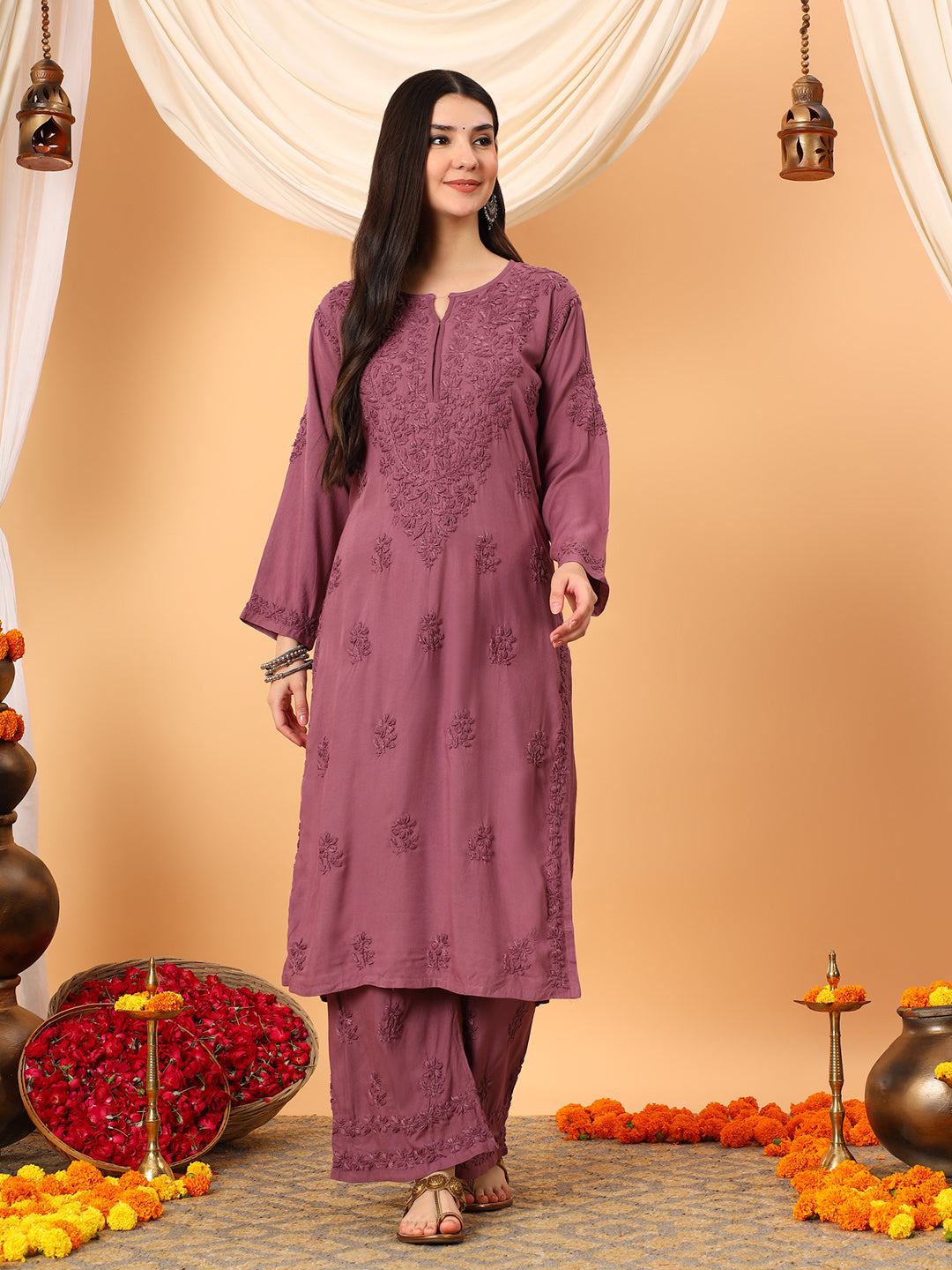 Faiza Chikankari Rayon Co-ord Set
