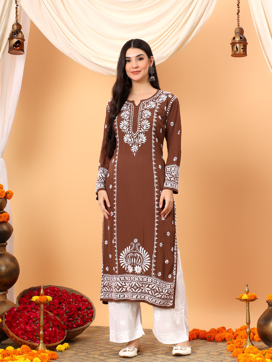 Gauri Modal Chikankari Premium Straight Kurta