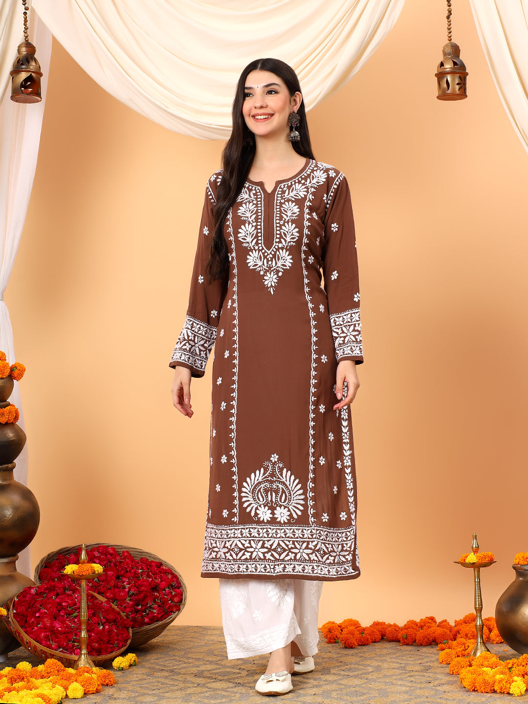 Gauri Modal Chikankari Premium Straight Kurta