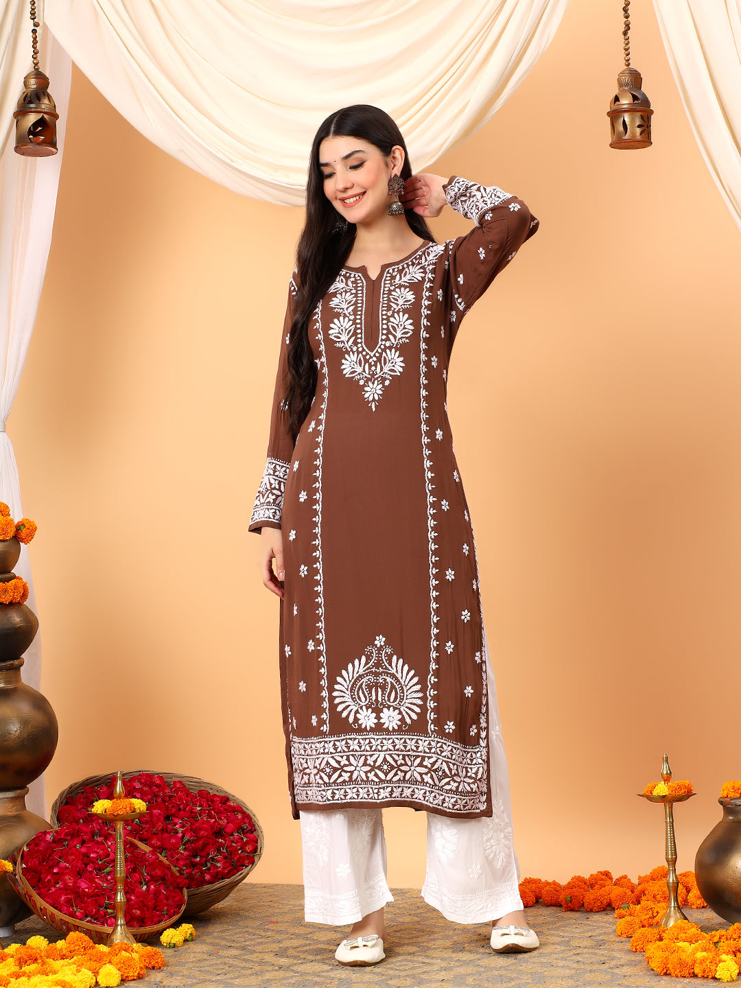 Gauri Modal Chikankari Premium Straight Kurta