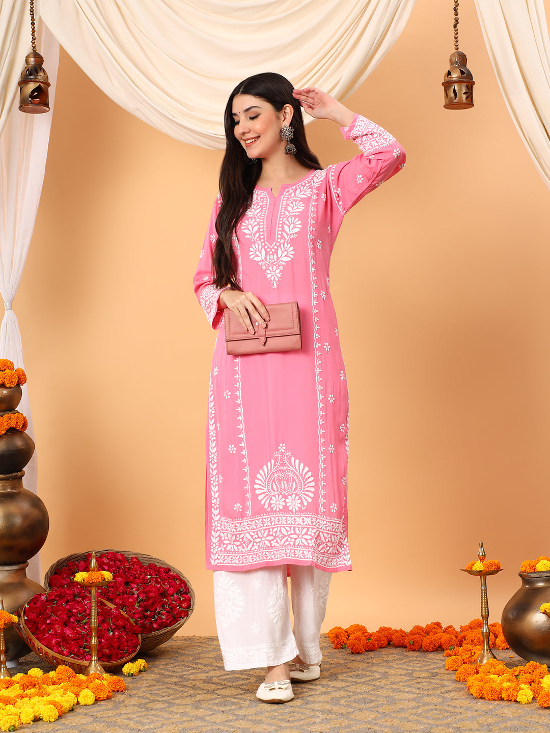 Gauri Modal Chikankari Premium Straight Kurta
