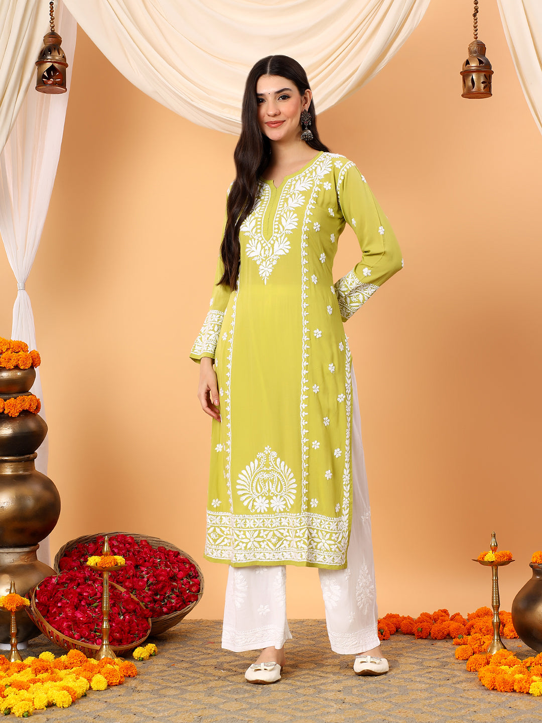 Gauri Modal Chikankari Premium Straight Kurta