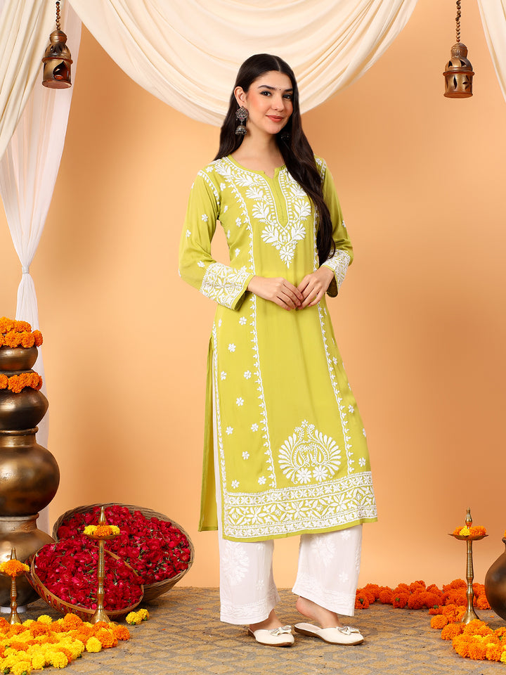 Gauri Modal Chikankari Premium Straight Kurta