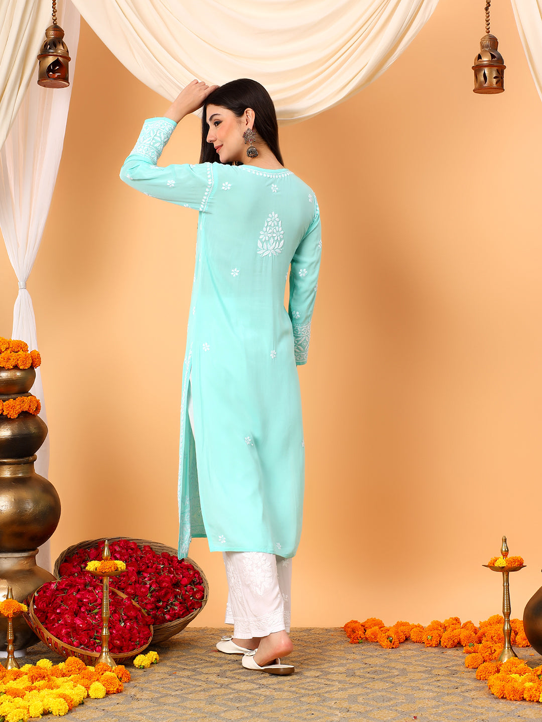 Gauri Modal Chikankari Premium Straight Kurta