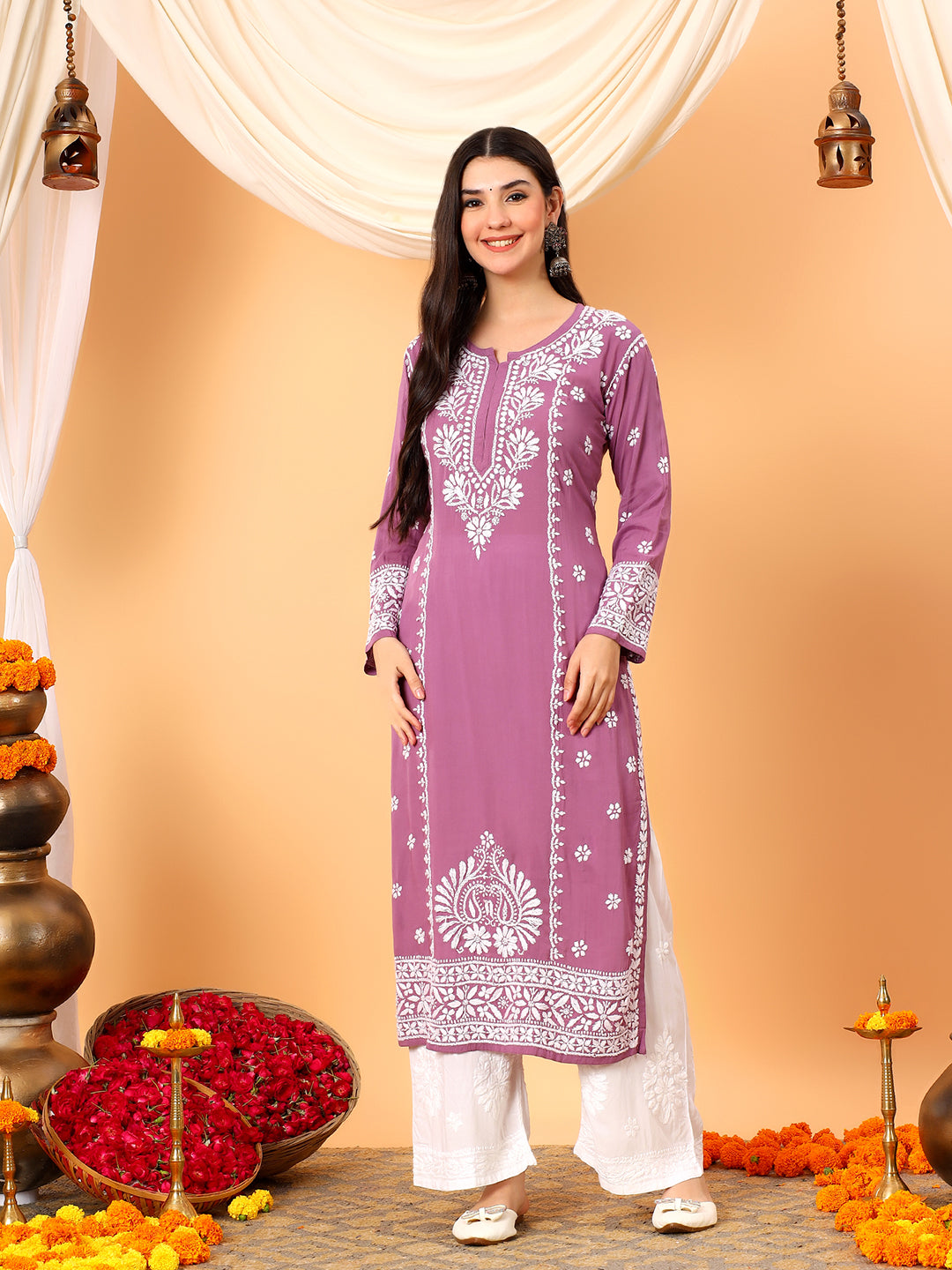 Gauri Modal Chikankari Premium Straight Kurta