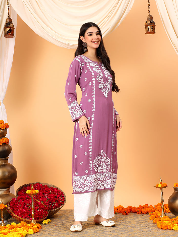 Gauri Modal Chikankari Premium Straight Kurta