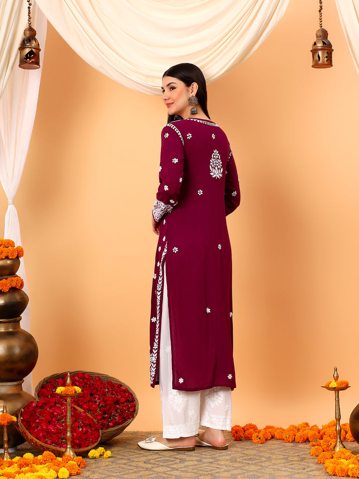 Gauri Modal Chikankari Premium Straight Kurta