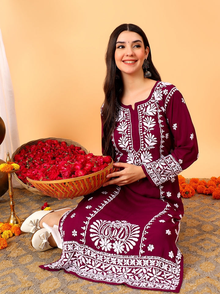 Gauri Modal Chikankari Premium Straight Kurta