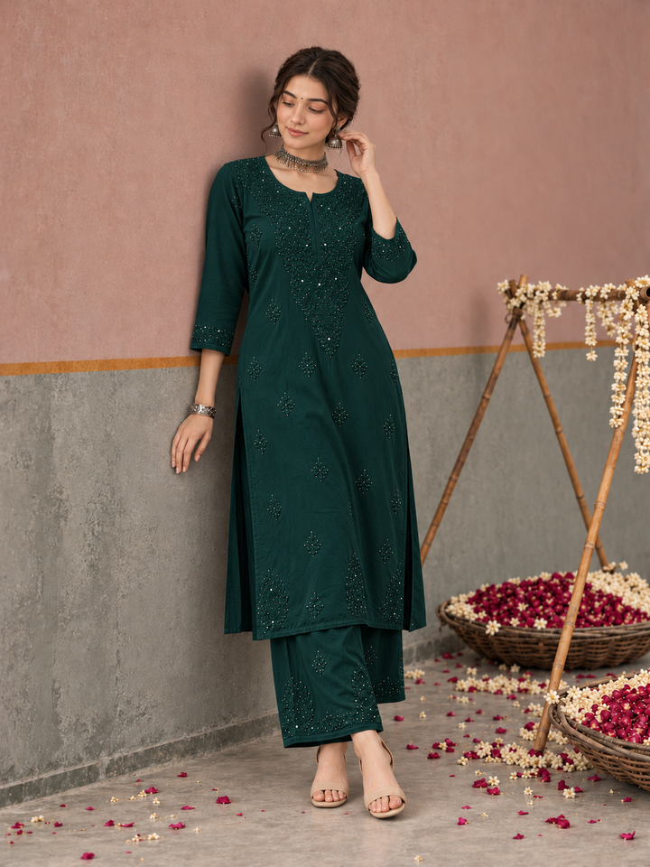 Avika Rayon Chikankari Mukaish Co-ord Set