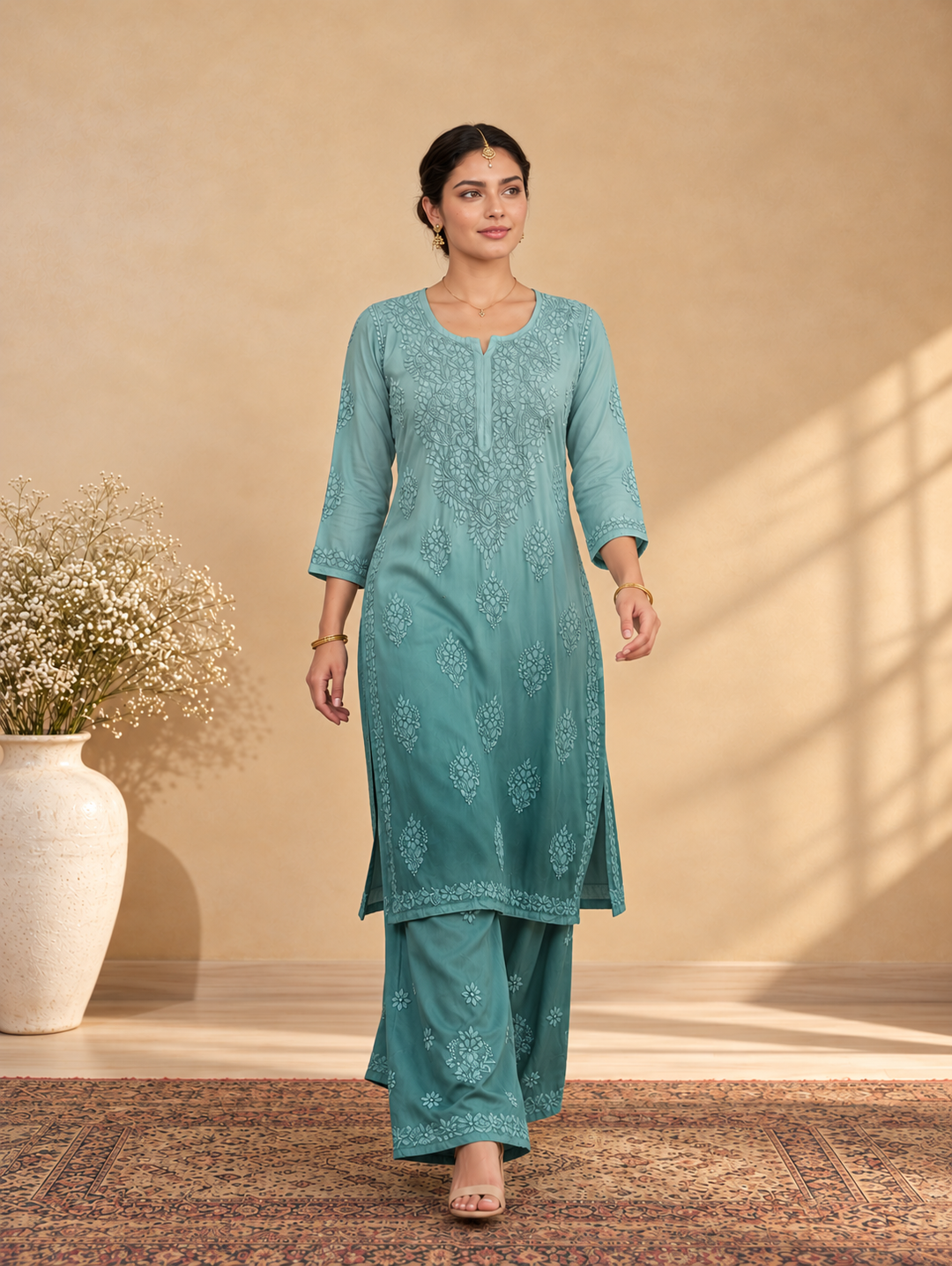 Ranjhana Modal Chikankari Ombre Co-ord Set