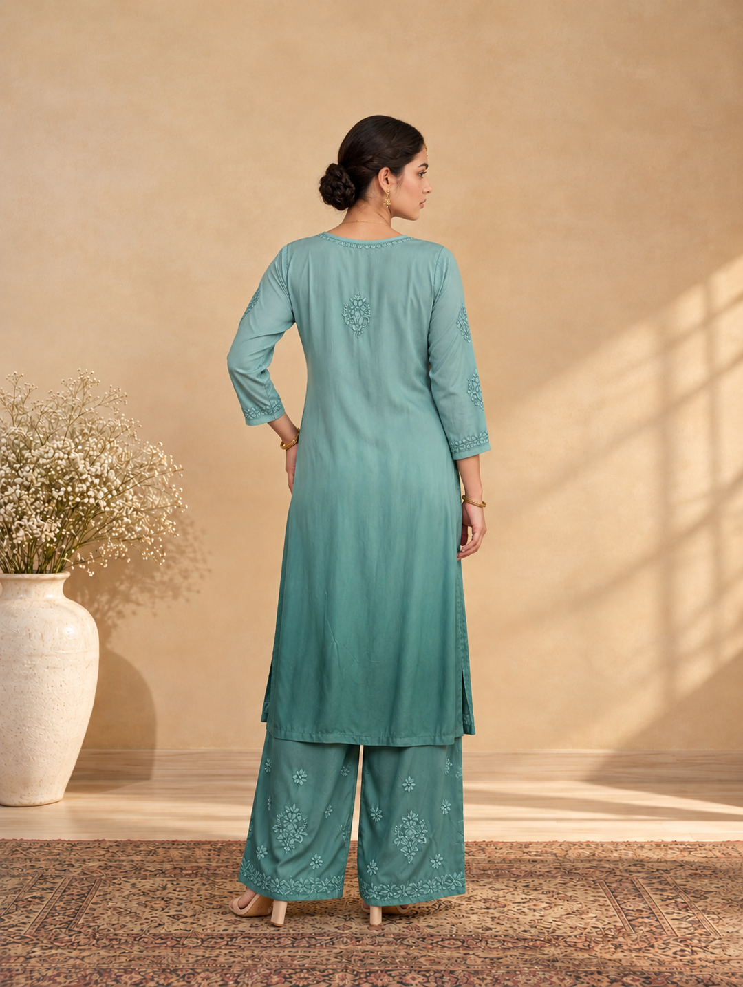 Ranjhana Modal Chikankari Ombre Co-ord Set