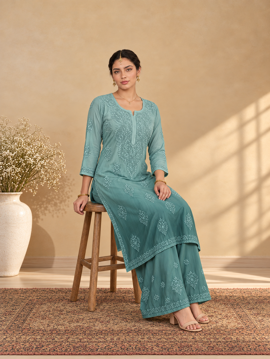 Ranjhana Modal Chikankari Ombre Co-ord Set
