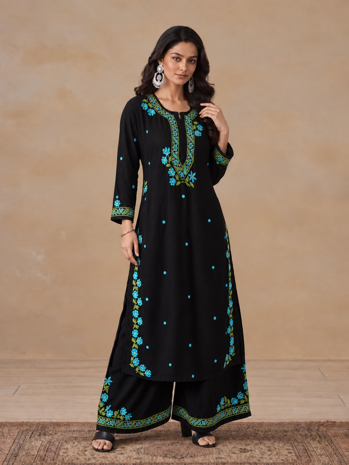 Hina Rayon Chikankari Rose Co-ord Set