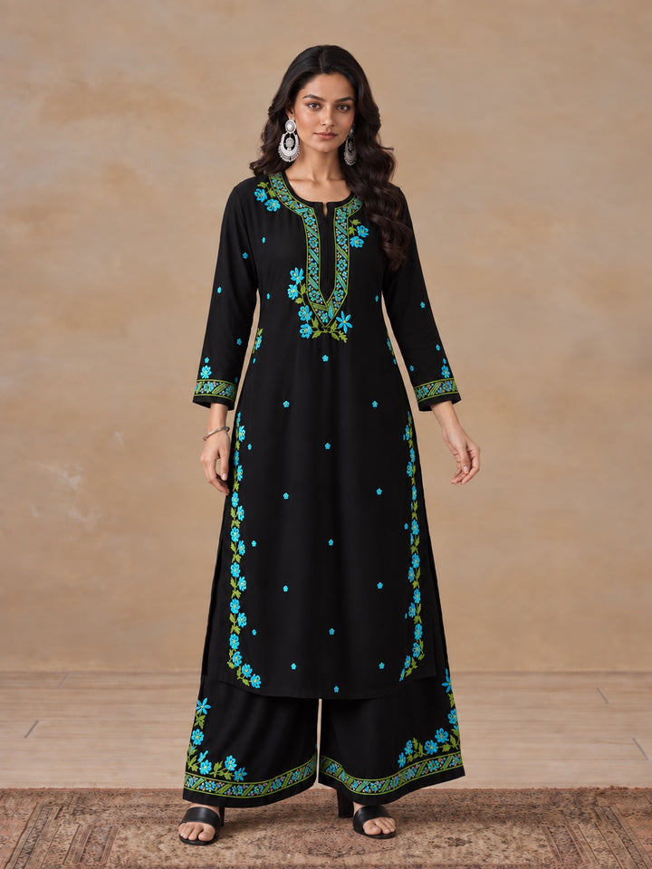 Hina Rayon Chikankari Rose Co-ord Set