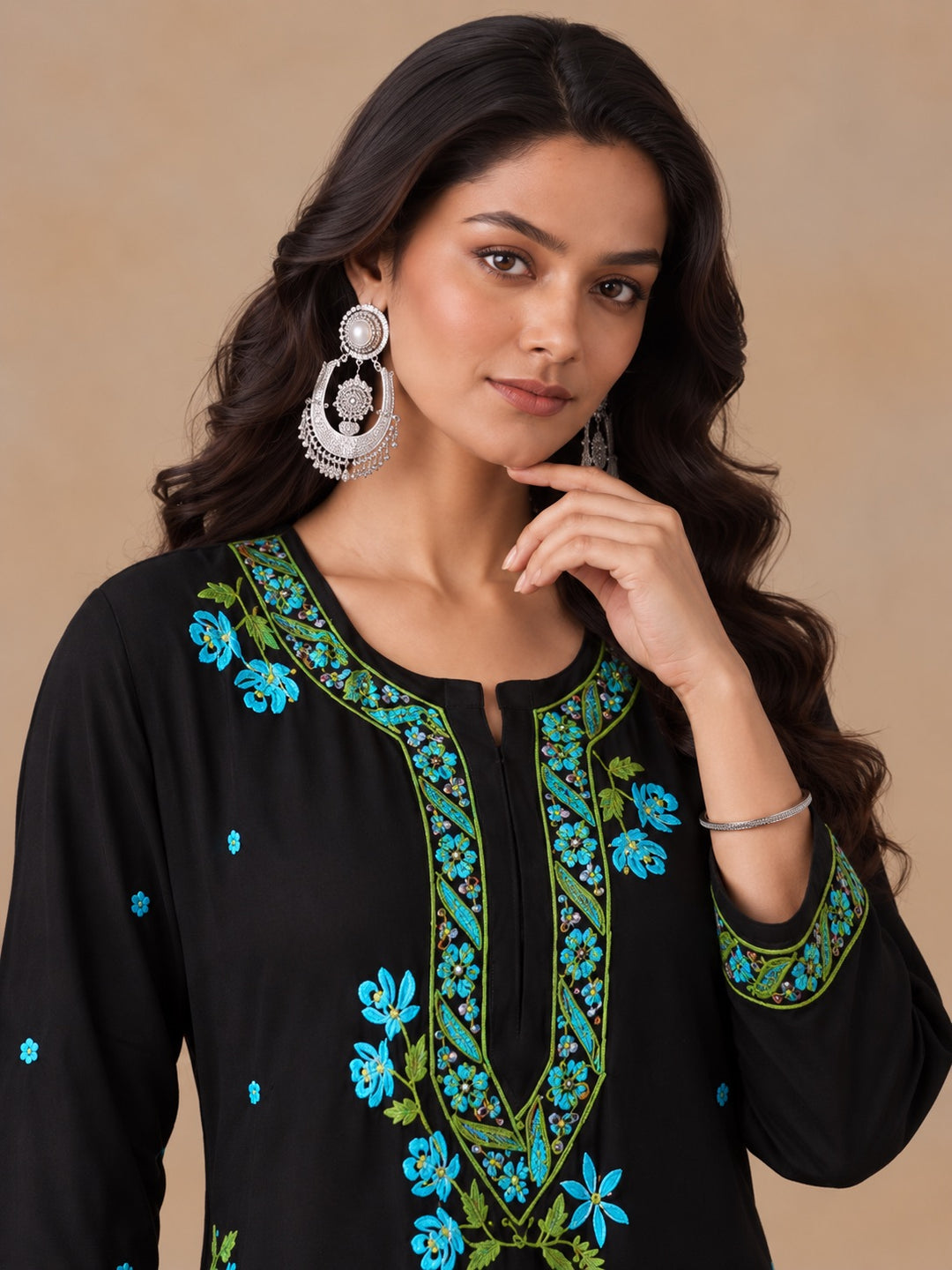 Hina Rayon Chikankari Rose Co-ord Set