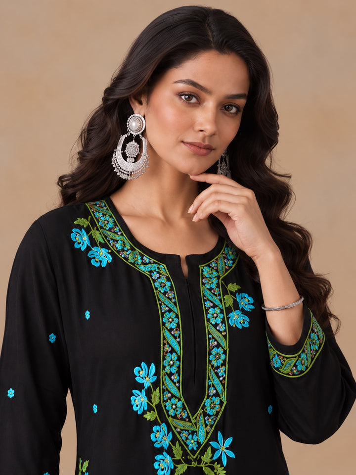 Hina Rayon Chikankari Rose Co-ord Set