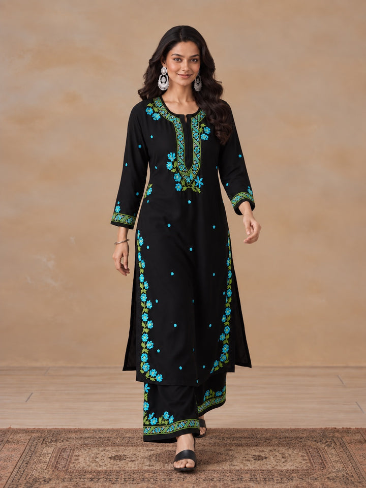 Hina Rayon Chikankari Rose Co-ord Set