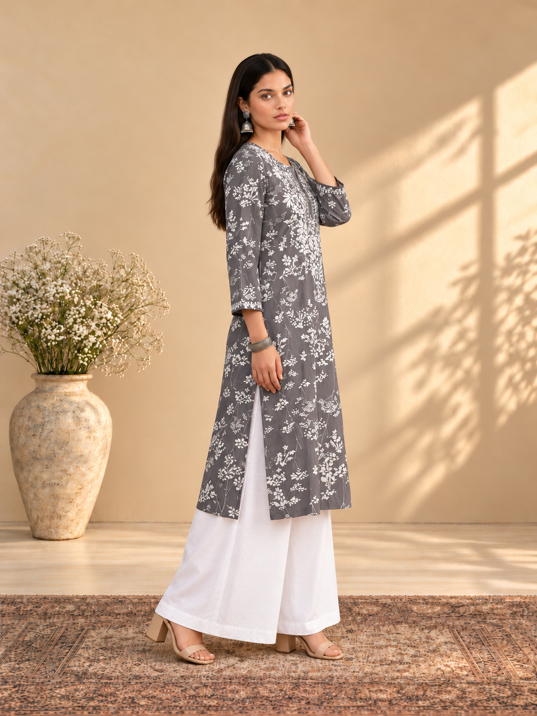 Zainab Chikankari Mulmul Straight Kurta