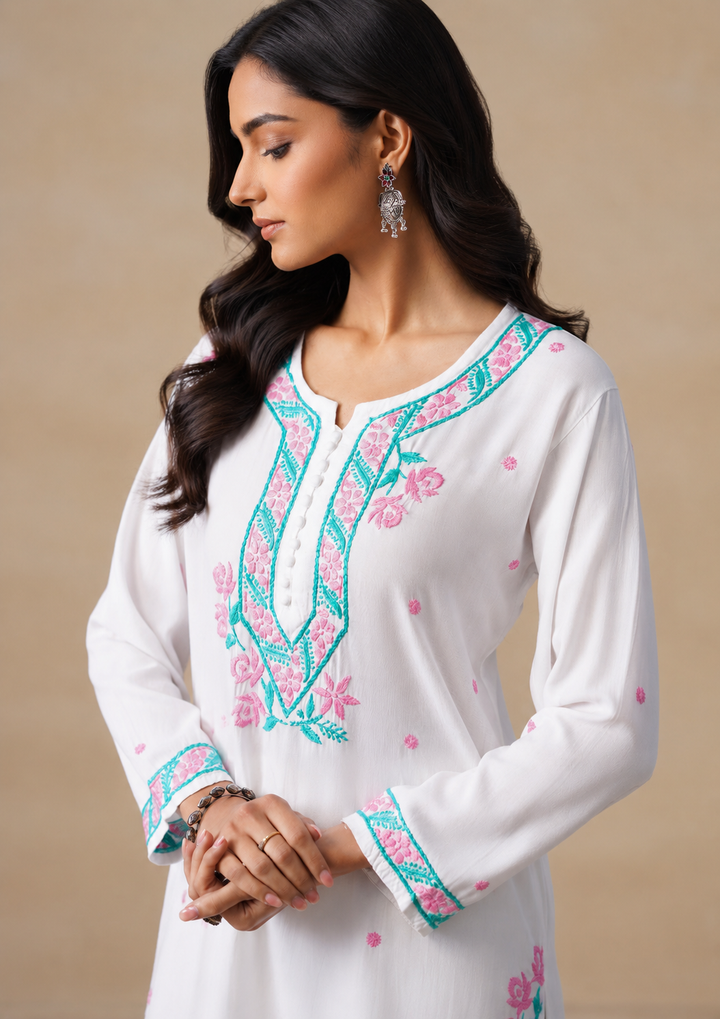 Gulab Rayon Chikankari Co-ord Set