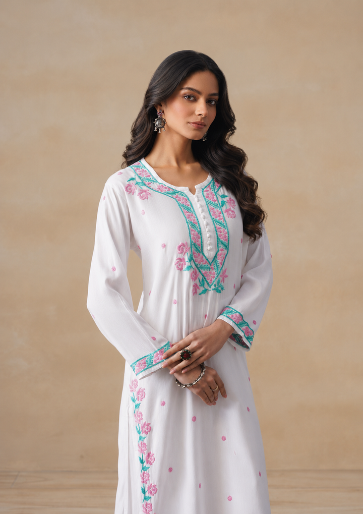 Gulab Rayon Chikankari Co-ord Set