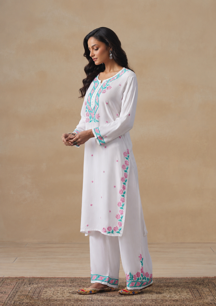 Gulab Rayon Chikankari Co-ord Set