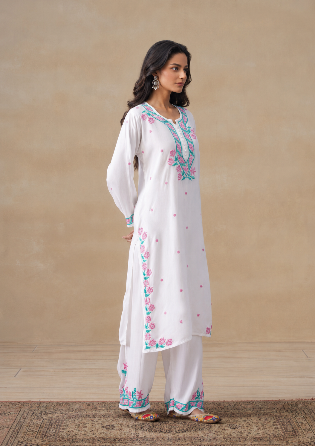 Gulab Rayon Chikankari Co-ord Set